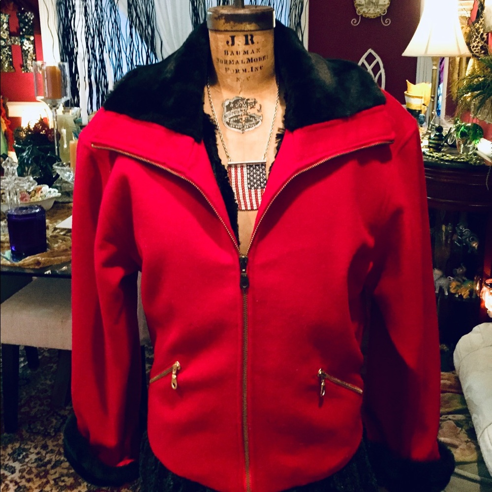 Bright Red Wool Coat